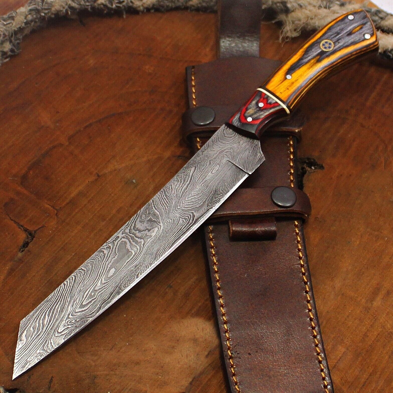 Handmade Brisket Knife Damascus Steel knife Cutting Sharp Edge Knife Wedding Birthday Holiday Thanksgiving Christmas Gift